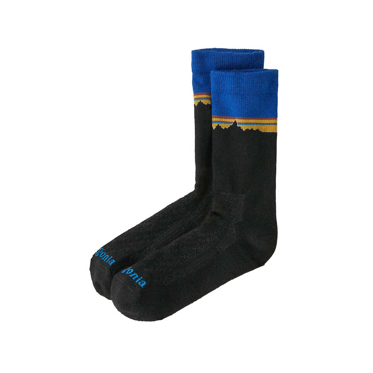 Patagonia Merino Wool Blend Crew Socks in Classic Fitz Roy Viking Blue